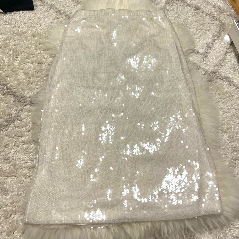 White Sequin Midi Skirt